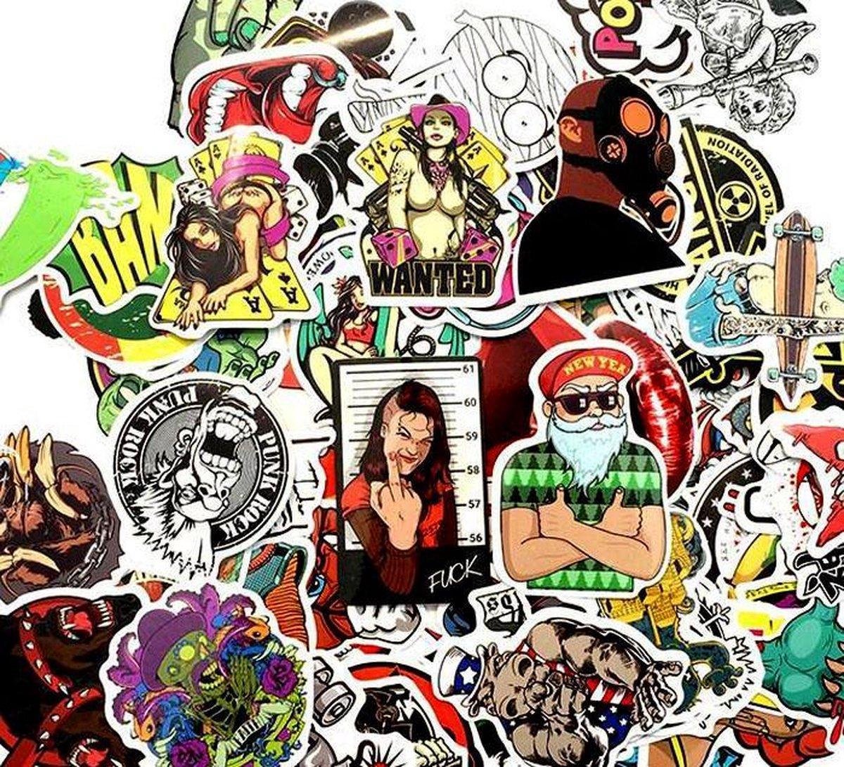 Mix van 50 coole stickers voor laptop, telefoon, skateboard
