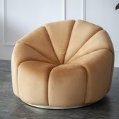 ThatLyfeStyle Lounge Stoel, Fauteuil, Poef - SELLA - Modern, Design - Velvet, Metaal - Oker, Goud