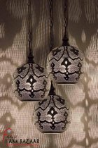 Set van 3 zilveren bollampen Outlines - Set Lengte: ±110cm - Handgemaakt - Authentiek - Arabische - Egyptische - Marokkaanse - Oosterse Lampen