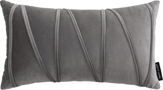 Lucy’s Living Luxe sierkussenhoes SYDNEY Grey - 50 x 30 cm - grijs - velvet - polyester - wonen - interieur - woonaccessoires