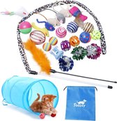 REXA®  Kattenspeelgoed set met tunnels, ballen, veerspeelgoed | set van 24 stuks | speelgoedmuizen