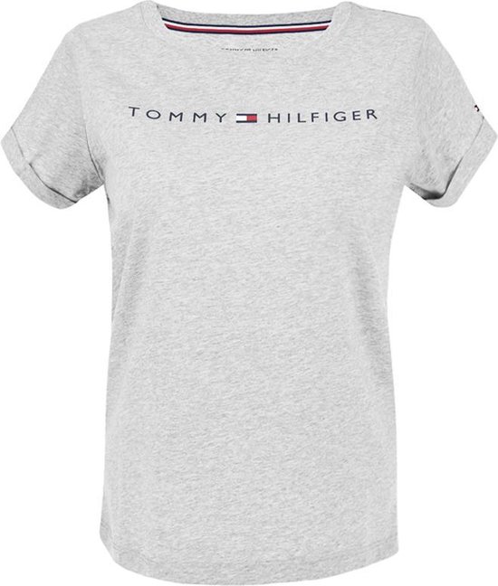Tommy Hilfiger dames cotton logo o-hals shirt grijs II - M | bol.com
