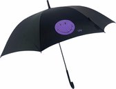 Smiley paraplu lang automatisch paars en zwart