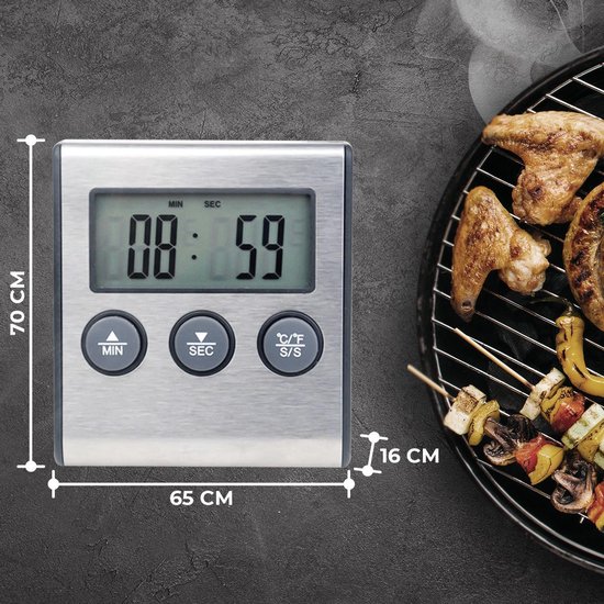Thermomètre à viande Mancor - Sans fil - Numérique - Avec alarme - Avec  minuterie 