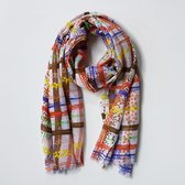 Dames sjaal in bonte kleuren + ruiten - 90 x 180 cm