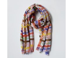 sjaal in bonte kleuren + ruiten - 90 x 180 |