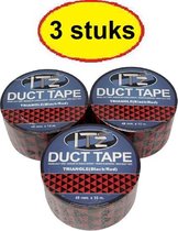 IT'z Duct Tape 39- Triangle Rood / Zwart 3 stuks  48 mm x 10m  |  tape - plakband - ducktape - ductape