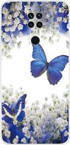Voor Xiaomi Redmi 10X gekleurd tekeningpatroon zeer transparant TPU beschermhoes (paarse vlinder)