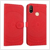 Voor Xiaomi Redmi 6A geperst afdrukpatroon horizontale flip PU lederen tas, met houder & kaartsleuven & portemonnee & & lanyard (rood)