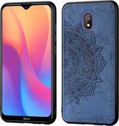 Voor Xiaomi Redmi 8A Reliëf Mandala-patroon PC + TPU + stoffen telefoonhoes met draagkoord & magnetisch (blauw)