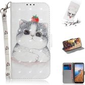 3D-schilderijpatroon Gekleurde tekening Horizontale lederen flip-hoes voor Xiaomi Redmi Note 7 / Note 7S, met houder & kaartsleuven en portemonnee (schattige kat)