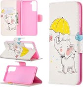 Voor Samsung Galaxy S30 Plus Gekleurde Tekening Patroon Horizontale Flip Leren Case met Houder & Kaartsleuven & Portemonnee (Paraplu Olifant)