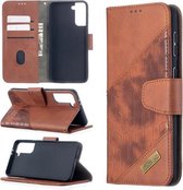 Voor Samsung Galaxy S21 + 5G Bijpassende Kleur Krokodil Textuur Horizontale Flip PU Lederen Case met Portemonnee & Houder & Kaartsleuven (Bruin)
