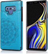 Voor Samsung Galaxy Note9 Mandala-patroon met dubbele gesp PU + TPU-beschermhoes met kaartsleuven en houder & fotolijst (blauw)