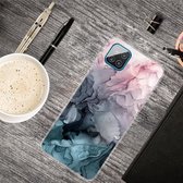 Voor Samsung Galaxy A12 marmeren schokbestendige TPU beschermhoes (abstract lichtroze)