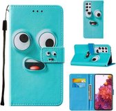 Voor Samsung Galaxy S21 Ultra 5G Cross Texture Painting Pattern Horizontale Flip Leather Case met Houder & Kaartsleuven & Portemonnee & Lanyard (Big-eye Monster)
