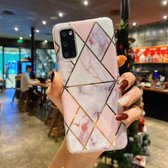 Voor Samsung Galaxy S20 FE Splicing Marble Pattern Gilding TPU beschermhoes (lichtroze grijs)