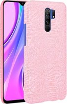 Voor Xiaomi Redmi 9 schokbestendige krokodiltextuur pc + PU-hoes (roze)