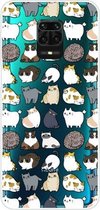 Voor Xiaomi Redmi Note 9S schokbestendig geverfd transparant TPU beschermhoes (MIni Cats)