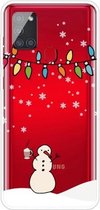 Voor Samsung Galaxy A21s Christmas Series Clear TPU beschermhoes (Milk Tea Snowman)