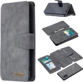 Voor Samsung Galaxy Note20 Afneembare Frosted Magnetische Horizontale Flip PU lederen tas met kaartsleuven & houder & rits Portemonnee & fotolijst (grijs)