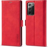 Voor Samsung Galaxy Note20 LC.IMEEK Sterk magnetisme Ultradunne horizontale flip schokbestendige matte TPU + PU lederen tas met houder & kaartsleuven & portemonnee (rood)