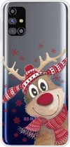 Voor Samsung Galaxy M51 Christmas Series Clear TPU beschermhoes (Smiley Deer)