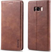 Voor Galaxy S8 AZNS Retro Textuur Magnetische Horizontale Flip PU Leather Case met Houder & Kaartsleuven & Fotolijst (Bruin)