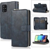 Voor Samsung Galaxy A71 5G Rits Portemonnee Tas Horizontale Flip PU Lederen Case met Houder & 9 Kaartsleuven & Portemonnee & Lanyard & Fotolijst (Blauw)