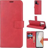 Retro kalfspatroon gesp horizontale flip lederen tas met houder & kaartsleuven & portemonnee voor OnePlus Nord N100 (rood)