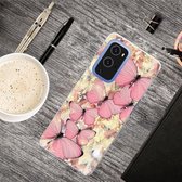 Voor OnePlus 9 schokbestendig geverfd transparant TPU beschermhoes (grote witte vlinder)