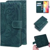 Voor Xiaomi Redmi Note 10 Lite Tiger Embossing Pattern Horizontale Flip lederen tas met houder & kaartsleuven & portemonnee (groen)