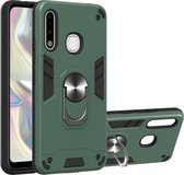 Voor Samsung Galaxy A70e 2 in 1 Armor Series PC + TPU beschermhoes met ringhouder (donkergroen)