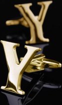 1 paar gouden letters AZ naam Manchetknopen heren Frans overhemd Manchetknopen (Y)-Goud
