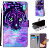 Voor Samsung Galaxy Note 20 Ultra Gekleurde Tekening Cross Textuur Horizontale Flip PU Lederen Case met Houder & Kaartsleuven & Portemonnee & Lanyard (Tijger Drinkwater)