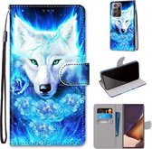 Voor Samsung Galaxy Note 20 Ultra Gekleurde Tekening Cross Textuur Horizontale Flip PU Lederen Case met Houder & Kaartsleuven & Portemonnee & Lanyard (Dick Rose Wolf)