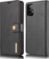 Voor Samsung Galaxy A52 5G DG.MING Crazy Horse Texture Flip Afneembare Magnetische Leren Case met Houder & Kaartsleuven & Portemonnee (Zwart)