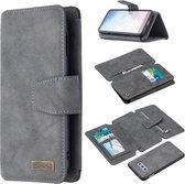Voor Samsung Galaxy S10e Afneembare Frosted Magnetische Horizontale Flip PU Lederen Case met Kaartsleuven & Houder & Rits Portemonnee & Fotolijst (Grijs)