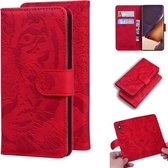 Voor Samsung Galaxy Note 20 Ultra Tiger Embossing Pattern Horizontale Flip lederen tas met houder & kaartsleuven & portemonnee (rood)