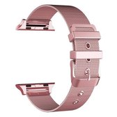 Voor Apple Watch Series 6 & SE & 5 & 4 44mm / 3 & 2 & 1 42mm Milanese roestvrijstalen horlogeband met dubbele gesp (roségoud)