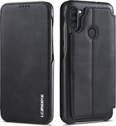 Voor Samsung Galaxy A11 EU-versie LC.IMEEKE Hon Ancient Series horizontale flip lederen tas met houder en kaartsleuf (zwart)