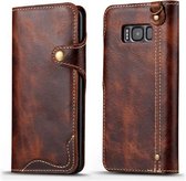 Voor Galaxy S8 Denior Olie Wax Koeienhuid Magnetische Knop Horizontale Flip Leren Case met Kaartsleuven & Portemonnee (Bruin)