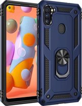 Voor Samsung Galaxy A11 (Amerikaanse versie) Schokbestendige TPU + pc-beschermhoes met 360 graden roterende houder (blauw)