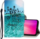 Voor Xiaomi Redmi Note 8 Pro 3D Gekleurde Tekening Horizontale Flip PU Lederen Case met Houder & Kaartsleuven & Portemonnee (Blue Coconut Grove)