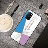 Voor OnePlus 8T Frosted Fashion Marble schokbestendig TPU beschermhoes (blauw-violette driehoek)