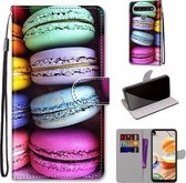 Voor LG K61 Gekleurde Tekening Cross Textuur Horizontale Flip PU Lederen Case met Houder & Kaartsleuven & Portemonnee & Lanyard (Kleurrijke Taarten)