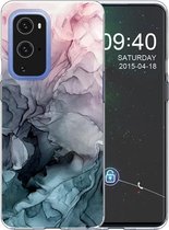Voor OnePlus 9 Pro schokbestendig TPU beschermhoes met marmerpatroon (abstract lichtroze)