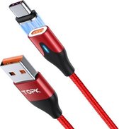 TOPK AM63 1 m USB naar USB-C / Type-C platte magnetische metalen connector Nylon gevlochten magnetische snellaadgegevenskabel (rood)