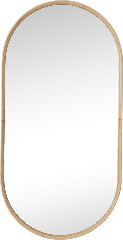 HÜBSCH INTERIOR - Grote ovale spiegel van bamboe - 48x6xh95cm | bol.com