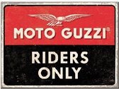 Moto Guzzi Riders Only. Koelkastmagneet 8 cm x 6 cm.